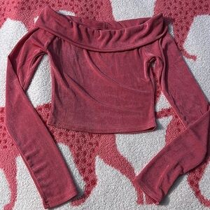 Off the shoulders hot pink shirt
